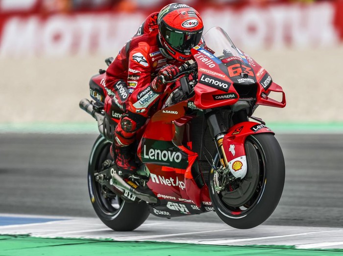 ASSEN - Francesco Bagnaia (ITA) on his Ducati in action during MotoGP qualifying on June 25, 2022 at the TT circuit of Assen, Netherlands. ANP VINCENT JANNINK (Photo by ANP via Getty Images)