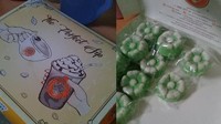 Memanfaatkan kardus bekas donat, kemasan makanan ini terlalu memberi harapan yang tinggi. Saat dibuka isi makanannya kue putu ayu khas Jawa Tengah. Foto: Twitter/txtdrkuliner