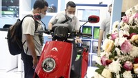 Motor listrik Alessa eX 3000 dipamerkan di Indocomtech, JCC, Jakarta, Sabtu (25/6/2022).