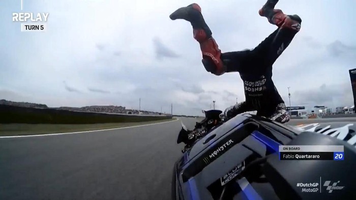 Fabio Quartararo crash di MotoGP Belanda