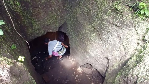 Gua yang ditemukan di Banjar Dalem, Desa Pejaten, Kecamatan Kediri, saat pembersihan endapan di bagian dasarnya pada Senin (27/6/2022)