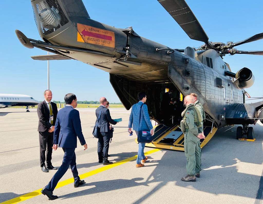 Hari kedua kunjungan kerjanya di Munich, Jerman, 27 Juni 2022, Presiden Joko Widodo akan menghadiri Konferensi Tingkat Tinggi (KTT) G7 ke-48 yang digelar di Schloss Elmau, Pegunungan Alpen Bavaria, Jerman. (Dok: Biro Pers Sekretariat Presiden)