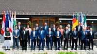 Pemimpin negara mitra G7, yaitu Presiden Argentina Alberto Fernández, Perdana Menteri India Narendra Modi, Presiden Senegal Macky Sall, dan Presiden Afrika Selatan Cyril Ramaphosa (Foto: Foto: Laily Rachev - Biro Pers Sekretariat Presiden)
