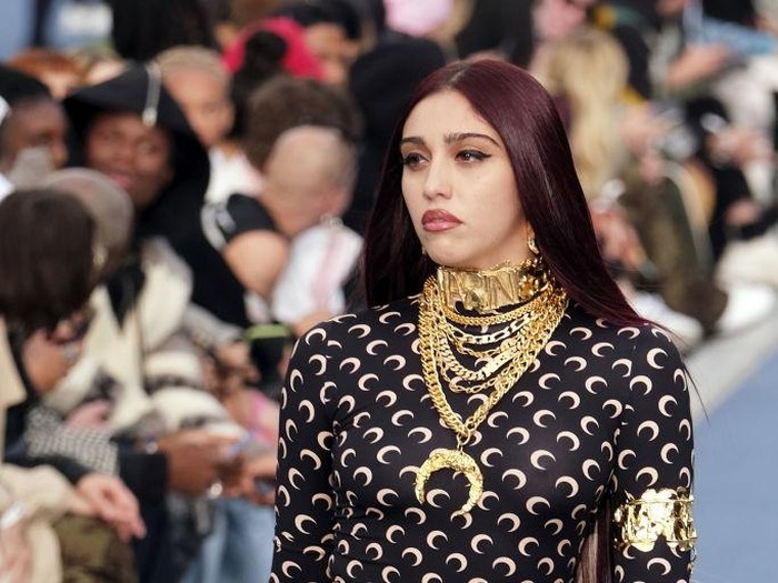 PARIS, FRANCE - JUNE 25: (EDITORIAL USE ONLY - For Non-Editorial use please seek approval from Fashion House) Lourdes Leon walks the runway during the Marine Serre Menswear Spring Summer 2023 show as part of Paris Fashion Week on June 25, 2022 in Paris, France. (Photo by Laurent Viteur/WireImage)