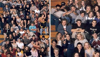 Sepintas foto ini terliat normal di mana sekelompok remaja tersenyum dan menunjukkan wajah konyol. Namun fakta mengerikannya di sudut paling kiri ada beberapa remaja yang pura-pura menodongkan senjata ke kamera. Hanya beberapa minggu kemudian setelah foto itu diambil, Eric dan Dylan akan menembak mati 12 siswa dan 1 guru dalam penembakan sekolah yang terorganisir.Foto: Boredpanda