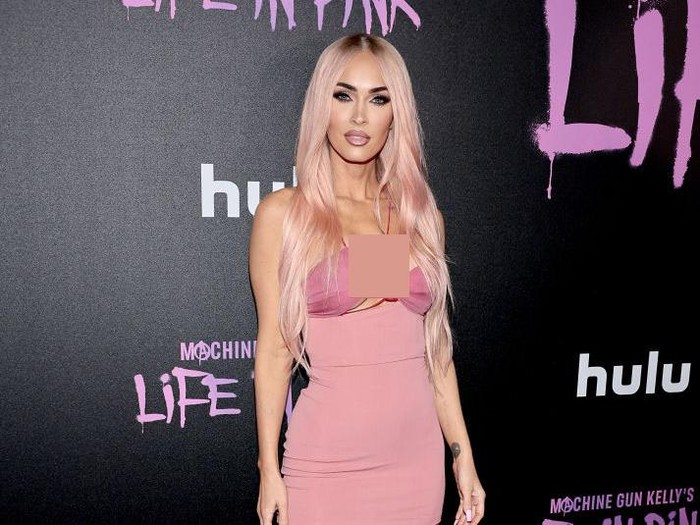 NEW YORK, NEW YORK - JUNE 27: Megan Fox attends Machine Gun Kellys Life In Pink premiere at on June 27, 2022 in New York City. (Photo by Jamie McCarthy/Getty Images)