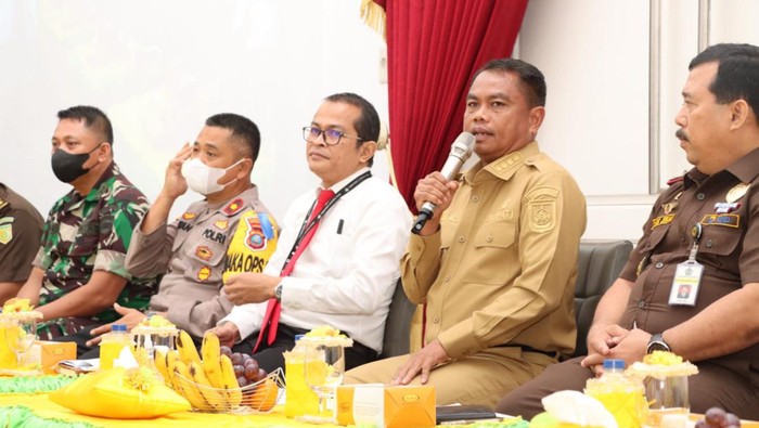 Bupati Sergai Darma Wijaya dalam acara sosialisasi tax amnesty di Pendopo Kerjaan Negeri Bedagai, Senin (27/06/2022). Istimewa