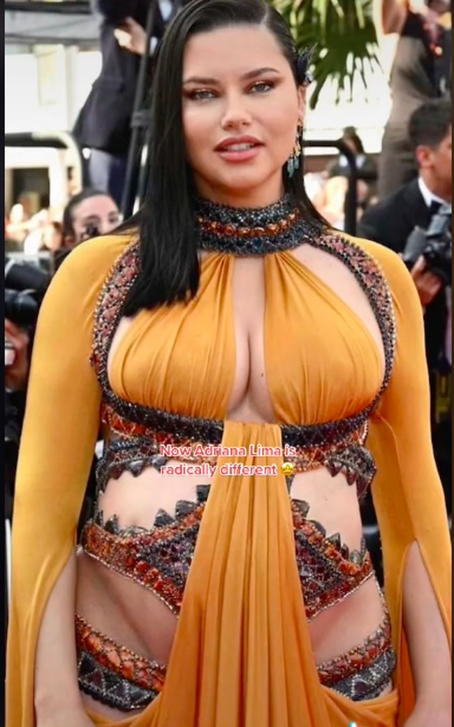 Adriana Lima tampil memukau di red carpet Cannes bulan lalu. Namun penampilannya itu baru-baru ini jadi viral setelah akun TikTok @strajescuiulia mengunggah postingan dengan tulisan di video Now Adriana Lima is radically different, tulisnya dengan emoji tersenyum dengan mata bintang. Foto: dok. Tiktok