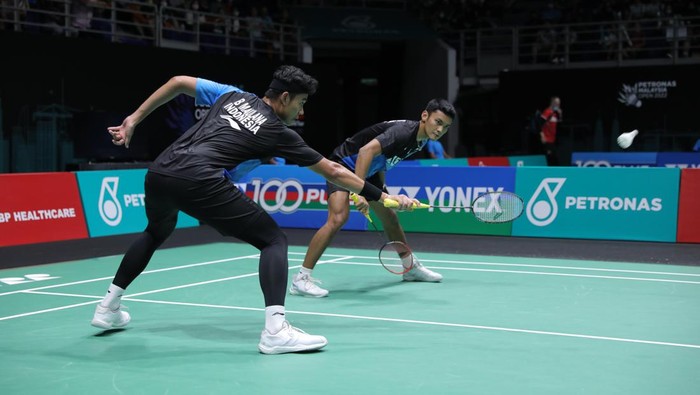 Bagas Maulana/Muhammad Shohibul Fikri, ganda putra Indonesia di Malaysia Open 2022.