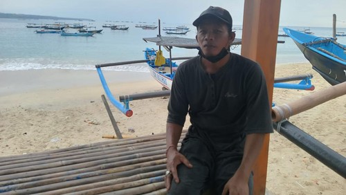 I Made Sanu (44), nelayan tradisional di Pantai Kelan, Kelurahan Tuban, Kuta, Badung, Bali, Rabu (29/6/2022).