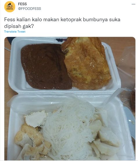 Sekte makan ketoprak dipisah
