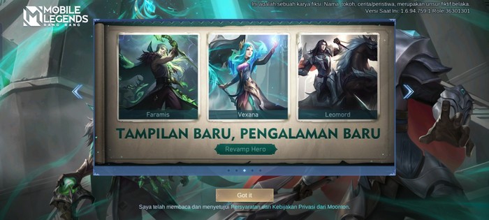 Update Patch Mobile Legends 1.6.94: Revamp Hero Faramis