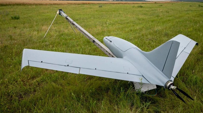 ROUDNICE NAD LABEM, CZECH REPUBLIC - JUNE 29: Members of the Czech company that produces combat drone kits present a Czech drone called Bivoj to journalists on June 29, 2022, near the city of Roudnice nad Labem, Czech Republic. Czechs raised the money to buy the drones for the Ukrainian army in a crowdfunding campaign. This combat remote-controlled drone is being developed by a Czech company and it has already been bought several of them for the Ukrainian army. (Photo by Gabriel Kuchta/Getty Images)