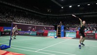 Pertandingan Shesar Hiren Rhustavito vs Lee Zii Jia berlangsung di Axiata Arena, Kamis (30/6).