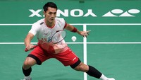 Jonatan Christie menghadapi pebulutangkis Jepang Kenta Nishimoto di Axiata Arena, Kuala Lumpur, Kamis (30/6/2022) pagi WIB.