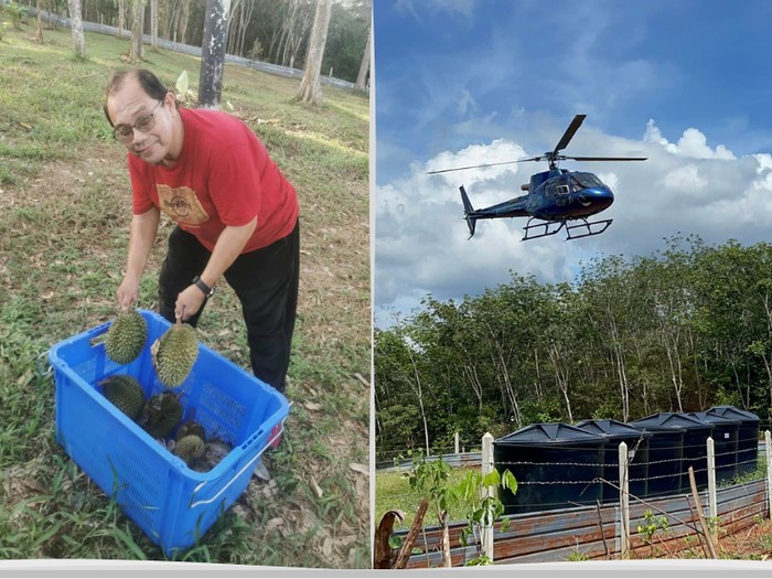 Pengusaha beli durian naik helikopter