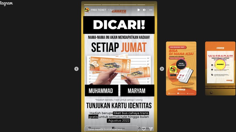 Tiket gratis Bus Cahaya Trans Tiket gratis Bus Cahaya Trans