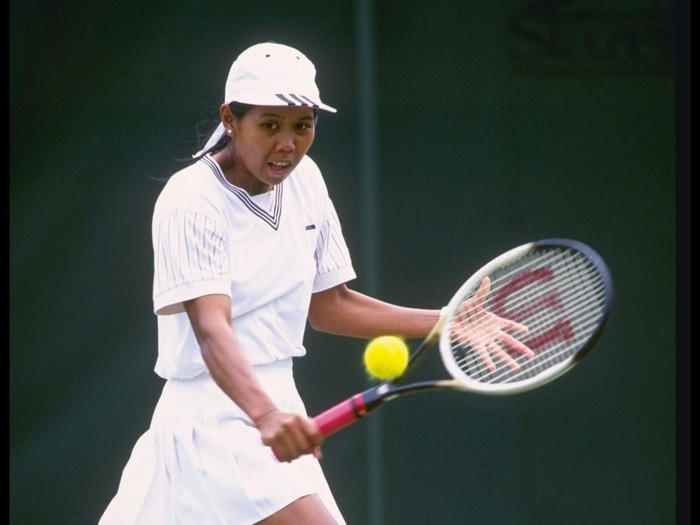 28 Jun 1996:  Yayuk Basuki of Indonesia in action during the Wimbledon tennis championships at the all England Club in London, England.                                                                                            Mandatory Credit: AllsportUK