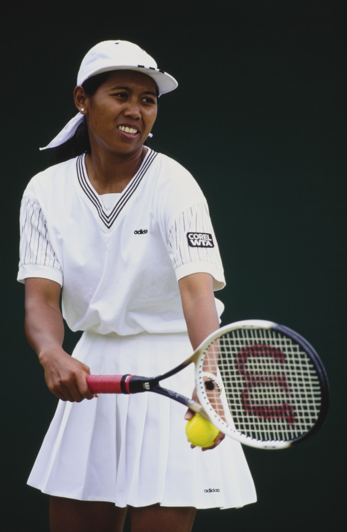 28 Jun 1996:  Yayuk Basuki of Indonesia in action during the Wimbledon tennis championships at the all England Club in London, England.                                                                                            Mandatory Credit: AllsportUK