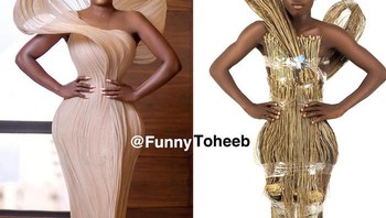 Waduh, unik banget caranya untuk mengikuti fashion-nya Nana Akua Addo Norman. Foto: Funny Toheeb via Bored Panda