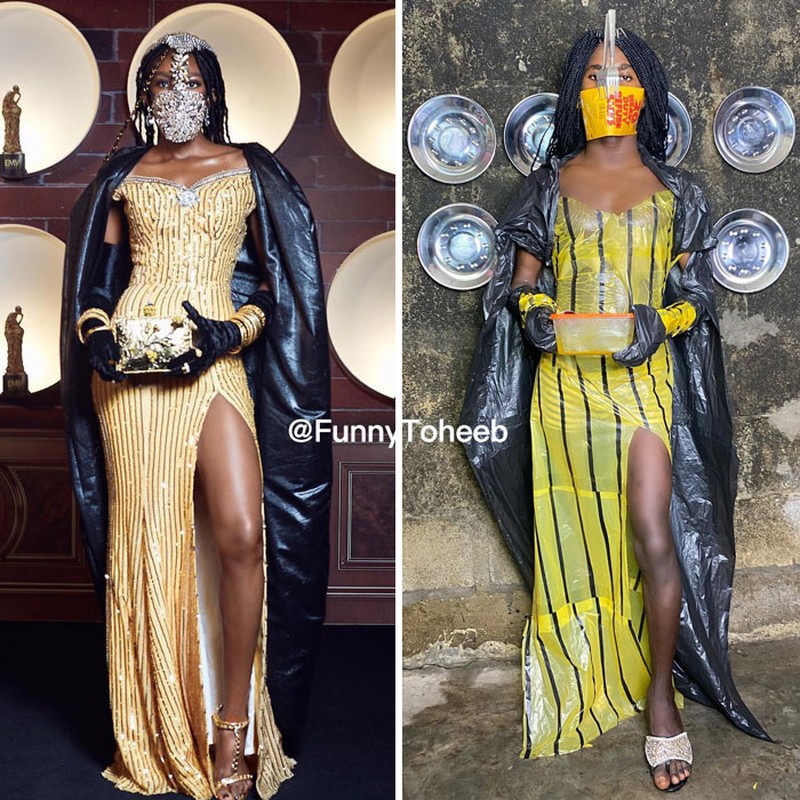 Aktor, komedian, model sekaligus influencer Funny Toheeb punya sejumlah kreasi mengikuti gaya seleb yang bikin ketawa. Berikut ini contohnya.