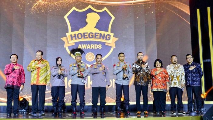 Kapolri Jenderal Listyo Sigit Prabowo di acara Hoegeng Awards 2022, di Gedung Tri Brata, Jakarta, Jumat (1/7/2022).