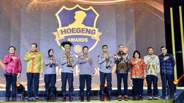 Kapolri Jenderal Listyo Sigit Prabowo di acara Hoegeng Awards 2022, di Gedung Tri Brata, Jakarta, Jumat (1/7/2022).