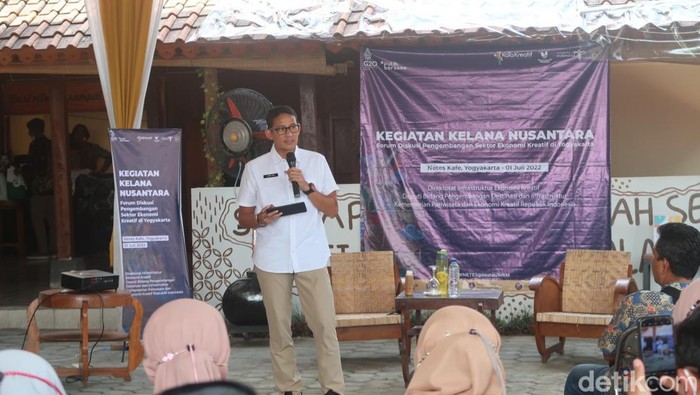 Menparekraf Sandiaga Salahuddin Uno di Kabupaten Sleman, DIY, Jumat (1/7/2022).