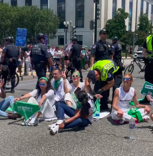 Momen penangkapannya sempat terabadikan dalam sebuah video yang diunggah akun Twitter Vice News. Busy Philipps tampak mengenakan pakaian serba putih dengan kaus yang bertulisan I Will Aid and Abet Abortion atau Saya akan mendukung dan menyutujui aborsi. (Foto: Instagram/@busyphilipps)