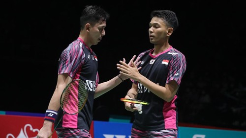 Fajar Alfian/Muhammad Rian Ardianto saat meraih kemenangan di semifinal Malaysia Open 2022
