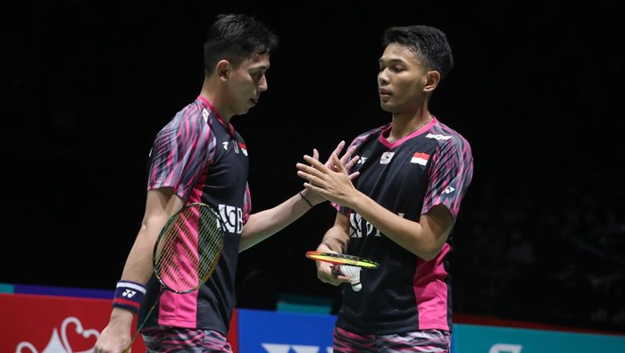 Fajar Alfian/Muhammad Rian Ardianto saat meraih kemenangan di semifinal Malaysia Open 2022