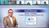 Direktur IT & Digital Bak BTN Andi Nirwoto menerima penghargaan pada ajang Digital Banking Awards 2022 di Jakarta. Bank BTN menerima penghargaan Digital Banking Awards 2022 kategori Bank Umum KBMI 3 Dimensi Manajemen Risiko.