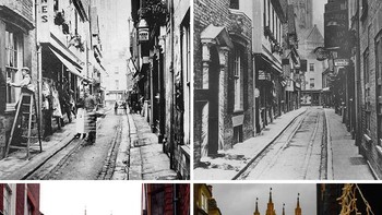 Butchery Lane, Canterbury, pada tahun 1895, 1920, 1992, dan 2022. Foto: Boredpanda