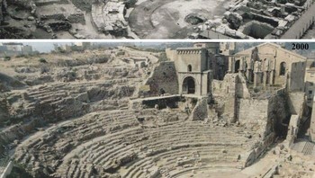Teater Romawi Cartagena, Provinsi Murcia, Spanyol tahun 1991 vs 2021. Foto: Boredpanda