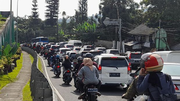 One Way Berlaku di Puncak Bogor, Lalin Arah Jakarta Padat (M Sholihin/detikcom)