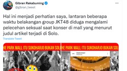 Gibran Luruskan Kabar Anggota JKT48 Alami Pelecehan di Mal Solo