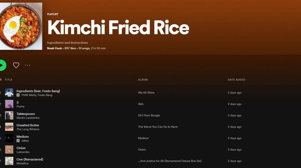 Kreatif! Pria Ini Bikin Playlist Lagu Berisi Resep Nasi Goreng Kimchi