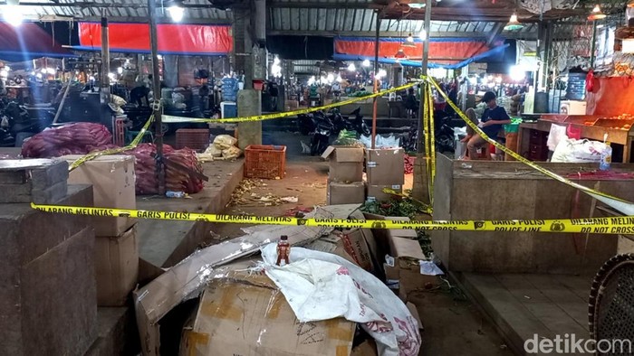 Lokasi duel maut yang menewaskan Tedi, seorang pedagang di Pasar Induk Cikopo