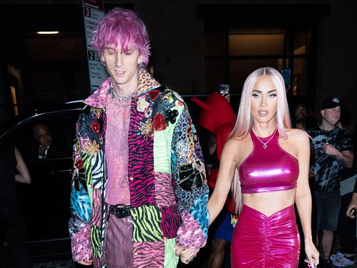 NEW YORK, NEW YORK - JUNE 29: Machine Gun Kelly and Megan Fox are seen at the after party for his Madison Square Garden show on June 29, 2022 in New York City. (Photo by Gotham/GC Images)
