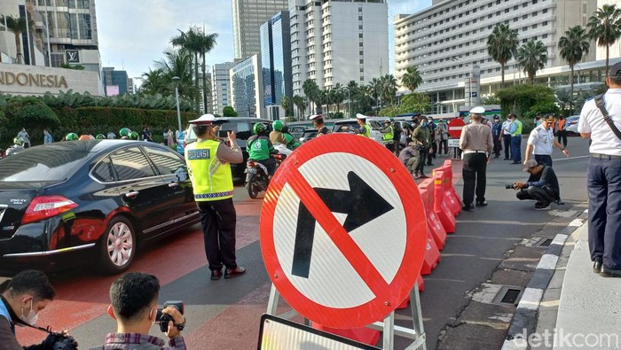 Rekayasa lalin di Bundaran HI (Anggi Muliawati/detikcom)