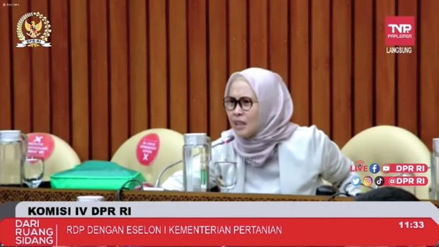 Anggota Komisi IV DPR RI Riezky Aprilia memarahi pejabat Kementan soal pencegahan wabah PMK pada hewan ternak meluas, dalam rapat Komisi IV DPR pada 8 Juni 2022.
