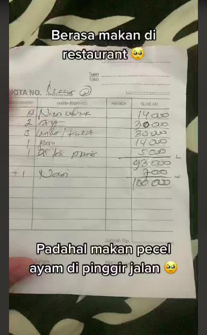 Wanita ngeluh beli nasi uduk Rp 160.000