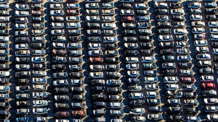 1364995749 HENDERSON, NV - JANUARY 11: Thousands of damaged and discarded vehicles are jammed into a junkyard as viewed from above the Boulder City Parkway on January 11, 2022 in Henderson, Nevada. Henderson is a city in Clark County, Nevada, about 16 miles southeast of downtown Las Vegas and is the second largest city in Nevada. (Photo by George Rose/Getty Images)