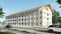 Rusun ini dibangun satu tower setinggi tiga lantai dengan jumlah hunian sebanyak 44 unit tipe 36.