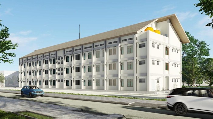 Desain Rusun Kejati Jambi Rp 18,4 M Kementerian Pekerjaan Umum dan Perumahan Rakyat (PUPR) mulai membangun rumah susun (Rusun) untuk para Aparatur Sipil Negara (ASN) yang bertugas di Kejaksaan Tinggi (Kejati) Jambi. Rusun dengan pagu awal 18,4 Miliar tersebut berlokasi di Kota Jambi dan akan dibangun satu tower setinggi tiga lantai dengan jumlah hunian sebanyak 44 unit tipe 36.