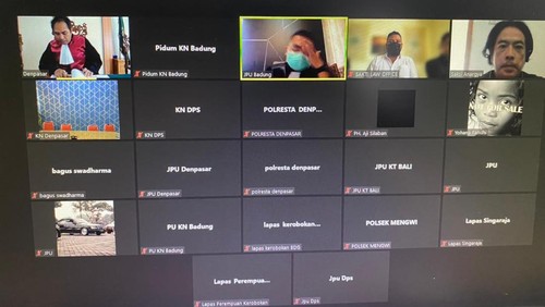 Sidang kasus ganja anak Ketua DPRD Badung, Putu Nova Christ Andika Graha Parwata (34). digelar secara daring atau online, Selasa (5/7/2022) siang.