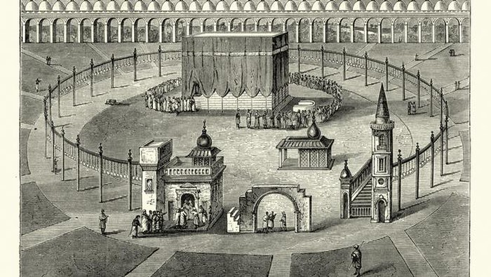 Vintage engraving of The Kaaba, Mecca, 19th Century