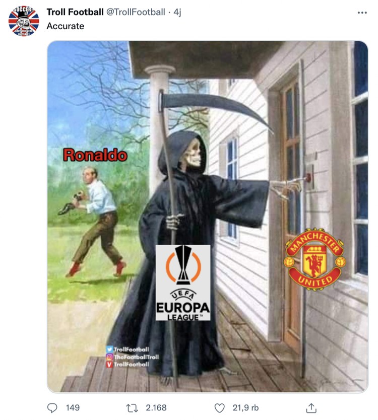 Cristiano Ronaldo Beredar rumor Cristiano Ronaldo ingin pindah dari MU. Netizen berkreasi CR7 pakai seragam klub sepakbola lain