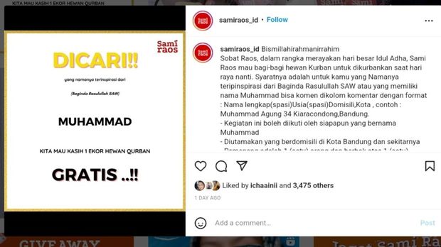 Giveaway kambing kurban gratis untuk Muhammad