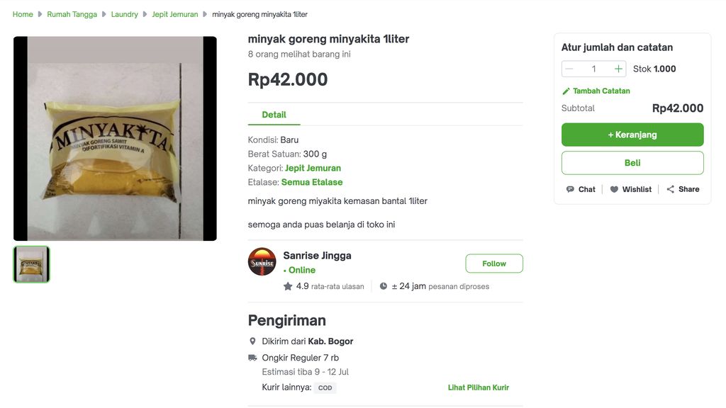 Iklan MinyaKita (Tangkapan layar via Tokopedia)